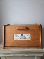 Rare International Heartland Wood Bread Box Folk Art Vintage Country Kitchen  picture