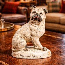 Amazing Antique Hand Painted English Pug Dog Political Satire Porcelain Figurine picture