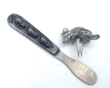 Vintage 1977 Metzke Pewter 3 Blind Mice Cheese Spreader Mouse Pick 2 Piece Set picture