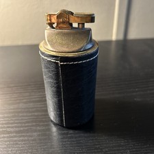 Vintage Mid-Century Bomart Leather-Wrapped Cylinder Table Lighter picture