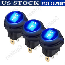 3pcs Blue LED 12V 20A Car Boat ON/OFF Round Waterproof Rocker Toggle Switch Kit picture