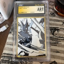 Link Signed Sketched Pokemon charizard Custom Art Card CCG ART auto picture