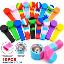10PCS Silicone Smoking Hand Pipe With Metal Bowl &Cap Lid Pocket Pipe 2026 🔥 picture