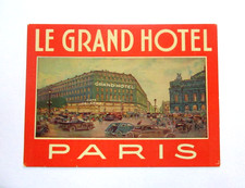 Vintage Le Grand Hotel Paris Luggage Label France OG picture