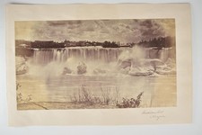 American Fall Niagara Falls Winter Ice Buildings William Notman c1870s VTG Photo picture