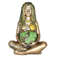 Bronze Gaia Mother Earth Statue Resin Wiccan Altar Decor Goddess Figurine picture