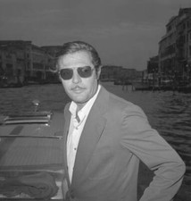 Marcello Mastroianni Wearing A Blazer And Sunglasses Portray - 1973 Venice photo picture
