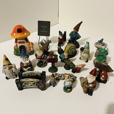 Vintage Miniature Garden Figurines Lot 18 Gnomes Frog Mushroom House Resin Decor picture