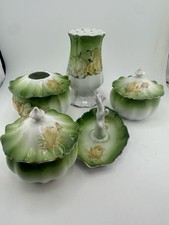 Antique Floral Dresser 5 Pc Set German  picture