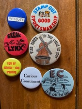 Vintage 1960s 70s Pinback Button Lot 7 Topps Humor Ecology Slogan Wind Power picture