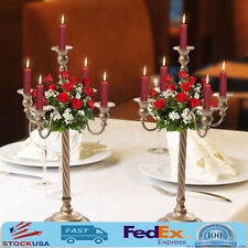 2 Pcs Gold Candelabra Candle Holder Centerpieces for Tables 5 Head Tall Candles  picture