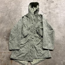 Vtg. 1984 US Army Fishtail Parka Night Camouflage Desert Jacket Coat size small picture