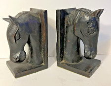 Vintage Wood Horse Head Bookends, Mid Century Modern, Wooden, Equestrian, COOL picture