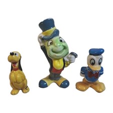 Vtg Disney Miniature Ceramic Figurine Lot Jiminy Cricket Donald Duck Pluto Japan picture