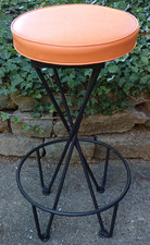 Vtg 1960s Mid Century Modern Frederick Weinberg Wrought Iron Base Bar Stool NICE picture