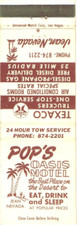 Pop's Oasis Motel Texaco Truckers Jean NV Vintage Matchbook Cover 1970s picture