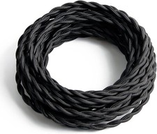 25ft/50ft Black Twisted Cloth Covered Wire Vintage Antique Lamp Electrical 300 V picture
