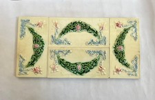 4 PC'S RARE VINTAGE CERAMIC FLOWER'S TILE'S F M TRADE MADE IN JAPAN COLLECTABLE  picture