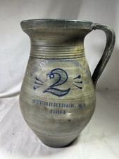 Colonial Stoneware Pitcher Sturbridge Massachusetts 1864 Pottery Stoneware Decor picture