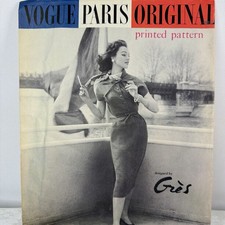 RARE 1958 Vintage Vogue Paris Original  UNCUT + LABEL # 1417 Gres Dress Sz 14 picture