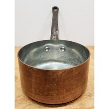 Vintage Baumalu France Copper Saucepan Tin Lined Cast Iron Handle 5.5 Inch picture