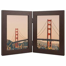 5x7 Brown Collage Picture Frame Real Glass 2 Opening Multi Photo Wall Tabletop picture