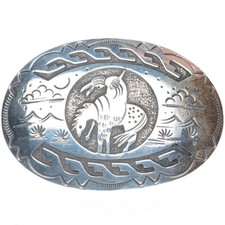 Vintage Gibson Gene Navajo End of the Trail sterling silver buckle for 1.5