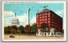 Hotel Commodore Union Station Plaza Washington DC Antique Car Postcard Vtg F12 picture