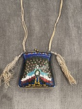 Vintage Chinese Cloisonne Peacock Pendant Box / Decorative Purse 3.5” picture