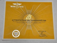 Original Breitling COSC Attestation de Chronometer Certificate Blank picture