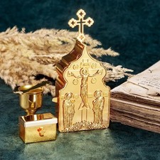 Gold Plated Holy Communion Set Chalice Box Spoon Cup Orthodox Liturgical Gifts picture