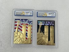 2 ~ 2002 23 Kt Gold Card World Trade Center 9/11 1 st Anniv. Heroes NEVER FORGET picture