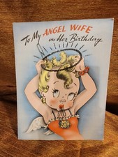 vintage/antique wifebirthday card w/glitter halo 10