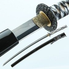 Handmade Japanese Katana Clay Tempered T10 Steel  Hamon Sharp White edge Swords picture