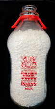 Isaly’s Dairy Half Gallon Milk Bottle Protected Milk with Red Plastic Handle picture