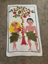 RARE 1960-70's Vintage Phyllis Morgan Adam & Eve Beach Towel Groovy HTF picture
