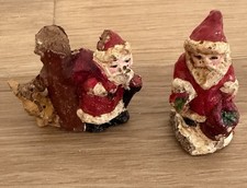 Vintage Antique Lot Of 2 Bisque Christmas Santa Figures Holiday READ picture