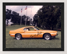 12X9.5 FRAMED 1969 FORD SHELBY MUSTANG GT500 GRABBER ORANGE SHELBY SIGNED REPRO picture