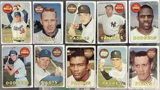 1969 Topps: (10) 5th Series Cards w/ first or last name in White Letters Ex Cond picture