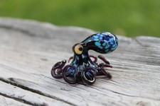 Purple Blue Handmade Glass Octopus Figurine – Blue & Pink Lampwork Animal – Mini picture