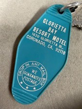 Glorietta Bay Inn Motel Hotel Room Key Fob Chain Blue Coronado California picture