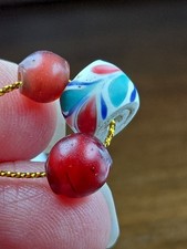 Rare Fancy White Floral Fancy Antique Venetian Glass Trade Bead African BEADS  picture