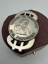 Vintage Harry S Truman 33rd President Dollar Sign Money Clip Commemorative Medal picture