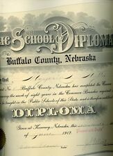 1912 High School Diploma-Certificate-Buffalo County Nebraska-Marjorie NUTTER  picture