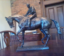 Vintage  Racehorse, Steeplechase Large Bronze Sculpture.   24x22x7.       Heavy picture