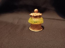 Victorian Mini Vaseline Glass & Brass Inkwell? About 2