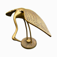 Vintage 1970s Leonard Brass Crane Statues - Matched Pair MCM Hollywood Regency picture