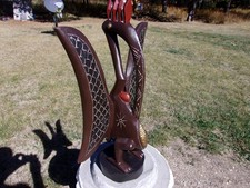 Senufo Tribal Bird Carving / Folk Art Ivory Coast, Wood/Metal picture