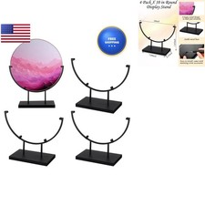 Blulu 4 Pcs Round Metal Display Stands 10 Inch Black for Glass Art Decor picture