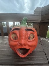 Vtg 1940s Paper Mache Pumpkin Choir Boy 11
